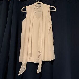 Susan Graver Cream Sleeveless Blouse